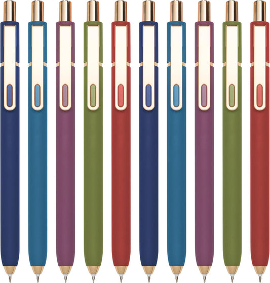 Linbsunne Gel Pens Black Ink Pens for Office 0.5mm Fine Point Pen Smooth Writing Retractable (Vintage-10 pcs)