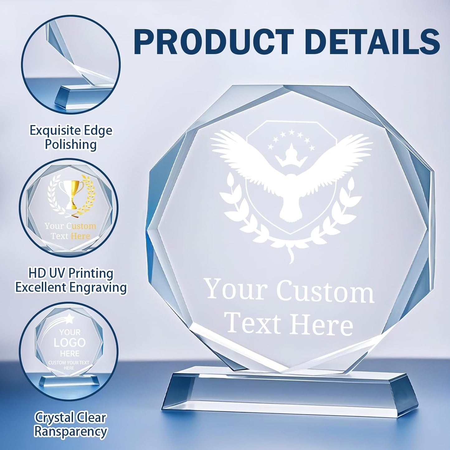 Personalized Crystal Trophy Award - Plaques Personalized Engraved - Coworker Gift, Employee Appreciation Gift, Anniversary Farewell Retirement Gift - Custom Employee Recognition Awards and Trophies
