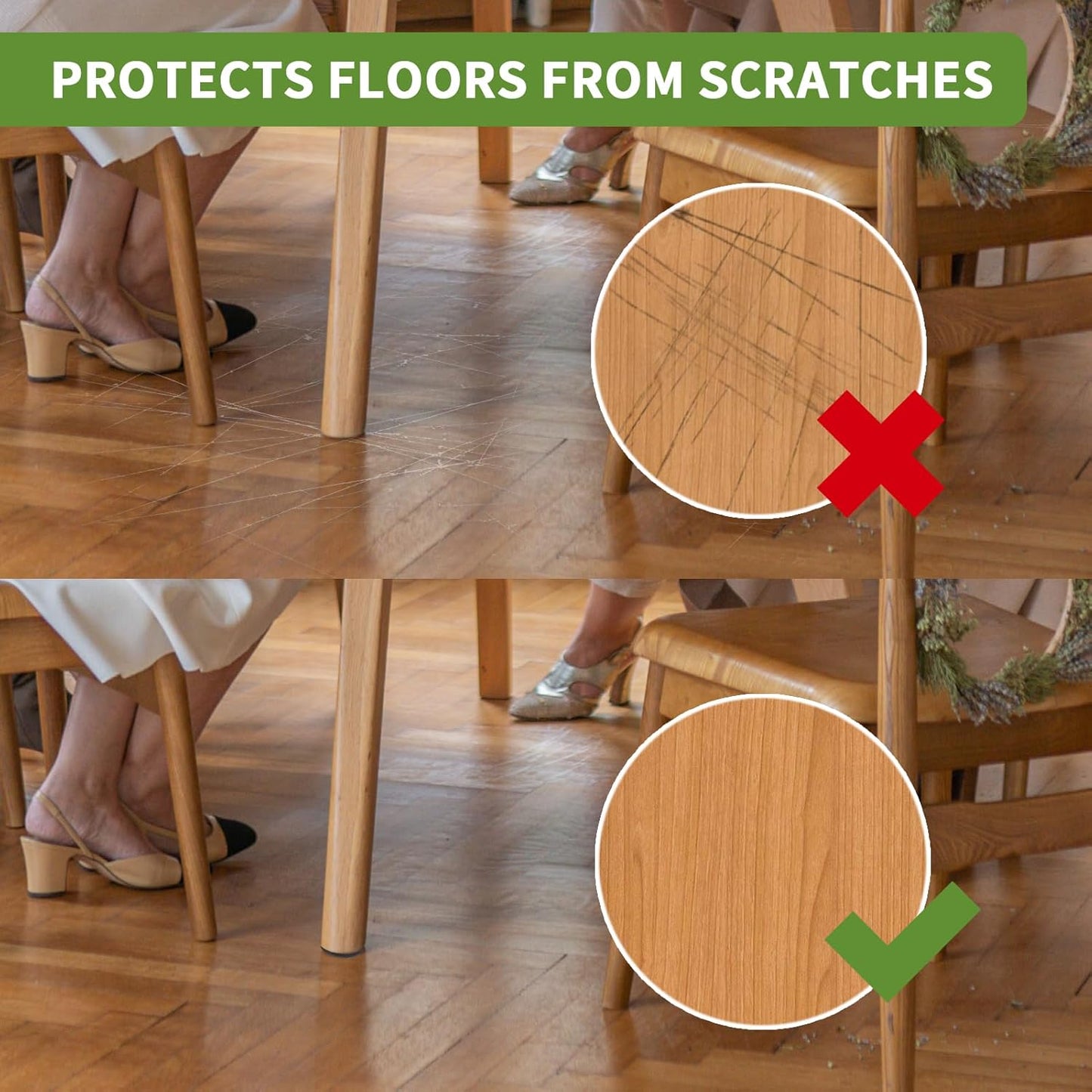 Non Slip Furniture Pads 32 PCS 2'' Round - Anti Slip Furniture Pads - Self Adhesive Rubber Feet Furniture Feet - Chair Leg Floor Protectors - Keep Furniture in Place