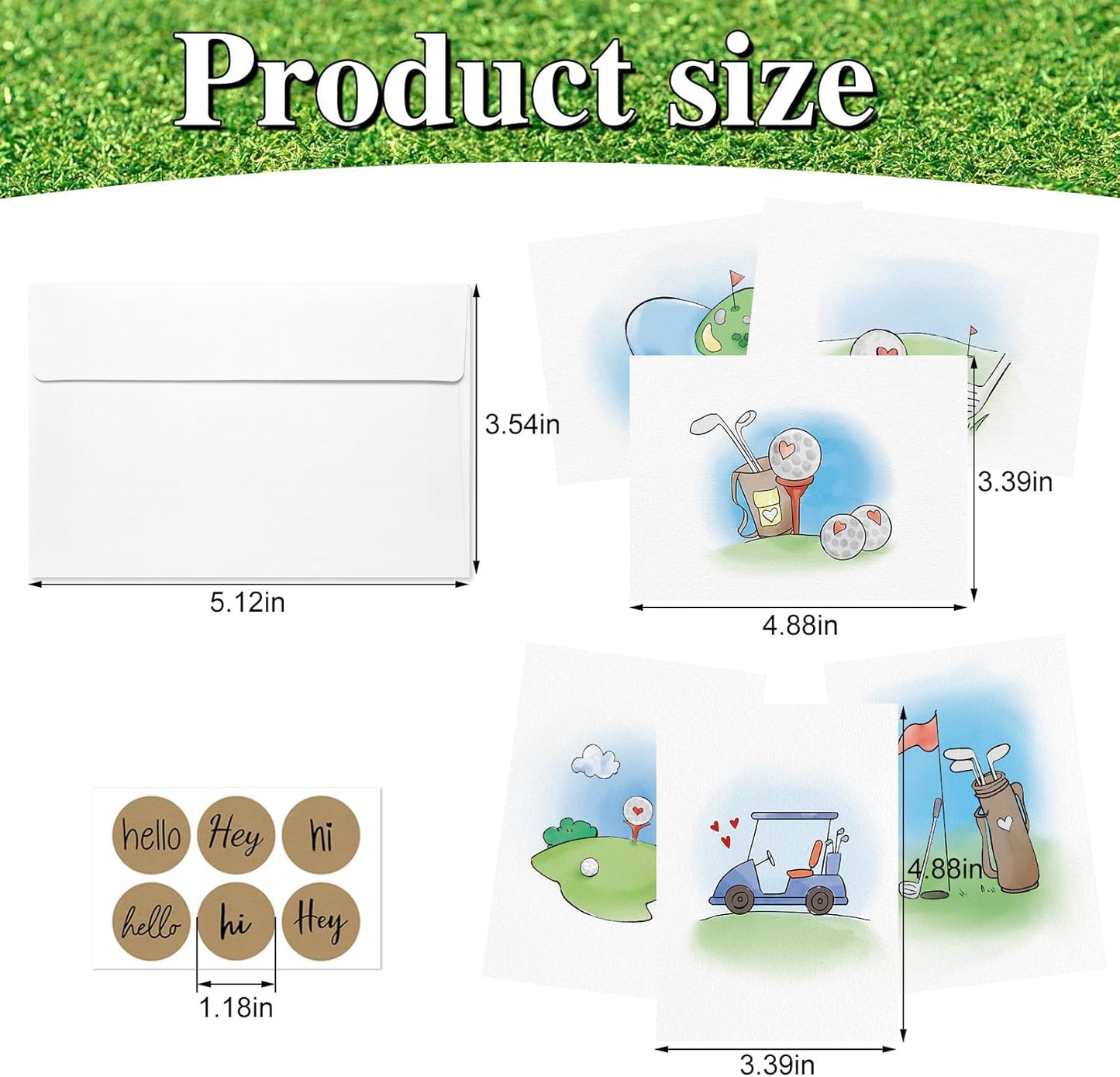 36 Pack Golf Cards Set Golf Love Greeting Cards with Envelopes and Sticker Seals for Him Gifts for Lovers Husband