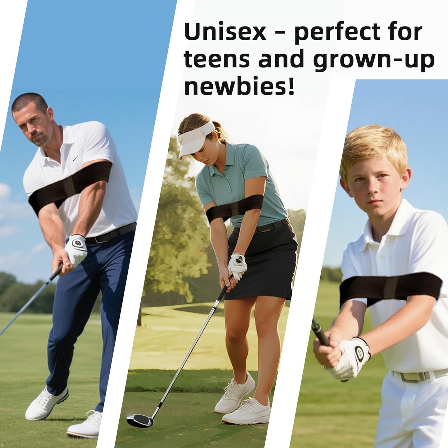 Golf Swing Training Aid - 2 Pcs Adjustable Arm Band & Wrist Hinge, Swing Correcting Practice Tool for Beginners, Men Women Golf Posture Corrector Equipment