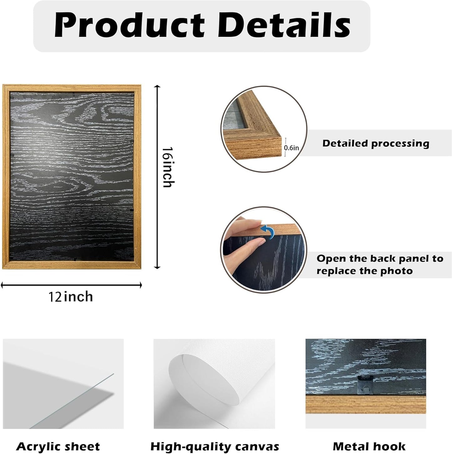 DUWQU 3 Pcs Blue Floral Canvas Wall Art, Wood Framed Navy Blue Wildflower Lily Daisy Art Wall Decor, Watercolor Botanical Flower Home Poster Art Prints for Living Room Bedroom Bathroom 12×16 Inches