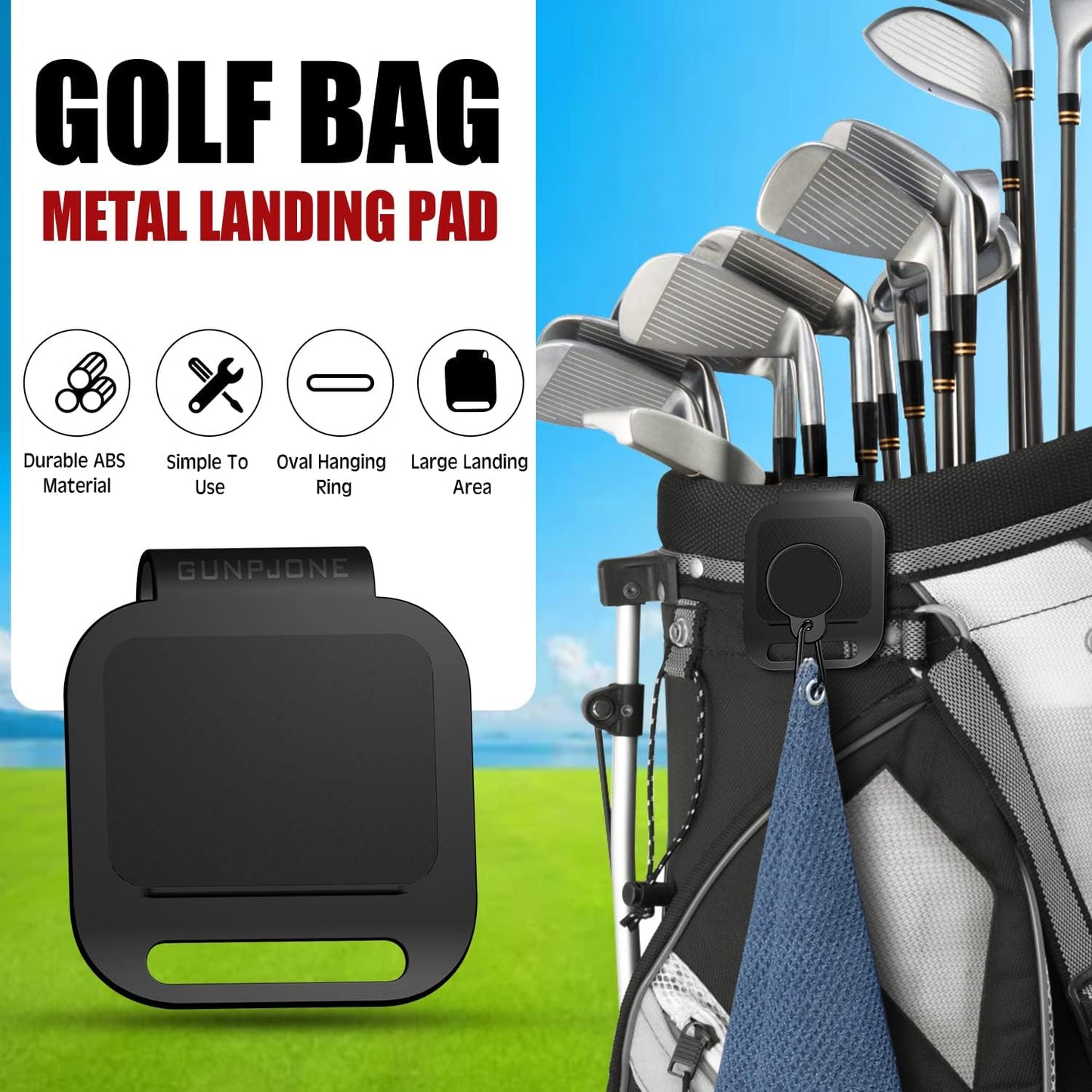 3Pcs Golf Magnetic Landing Pad, Magnetic Golf Towels, Magnetic Rangefinder Strap, Magnetic Golf Bag Accessories for Men or Women, Golf Gifts for Golfing-Essential