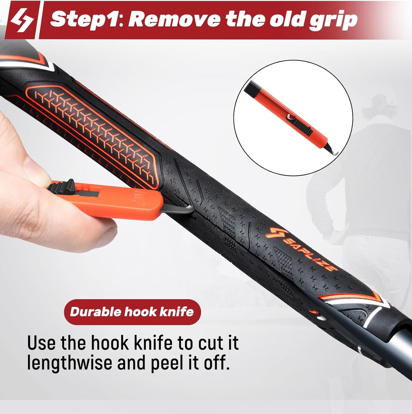 SAPLIZE Golf Grip Complete Kit – 5oz Solvent, 15 Grip Tapes, Tape Remover Tool, Hook Blade & Rubber Vise Clamp for Regripping Clubs