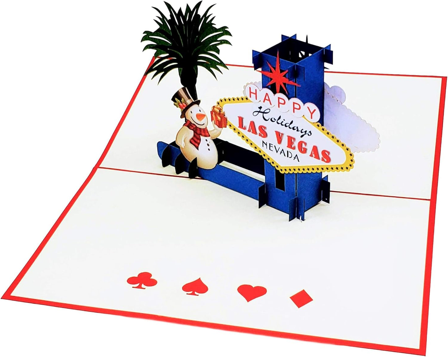 iGifts And Cards Las Vegas Christmas 3D Pop Up Greeting Card – Happy Holidays, Feliz Navidad, Snowman, Celebration, Unique, Vacation, Unusual, Joy