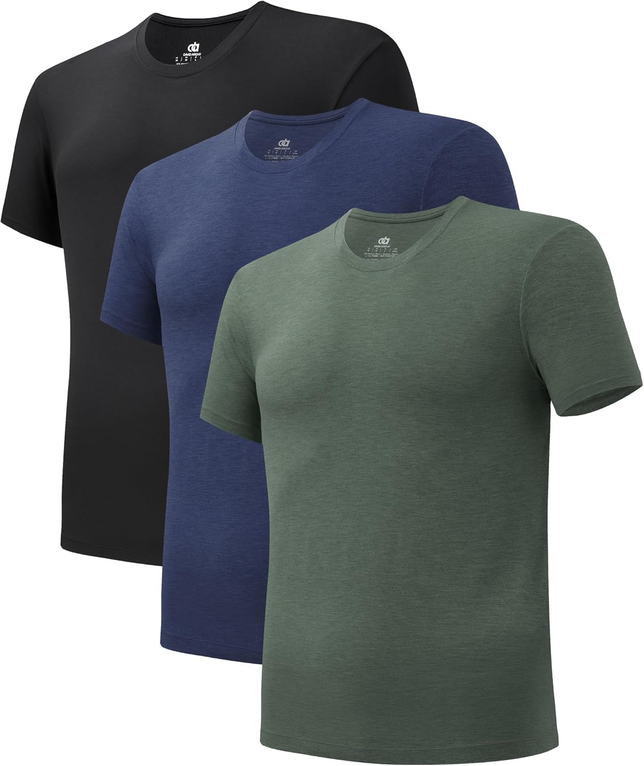 DAVID ARCHY Men's Undershirt Bamboo Rayon Moisture-Wicking Crewneck T-Shirts Stretch Tees for Men, 3 or 5 Pack