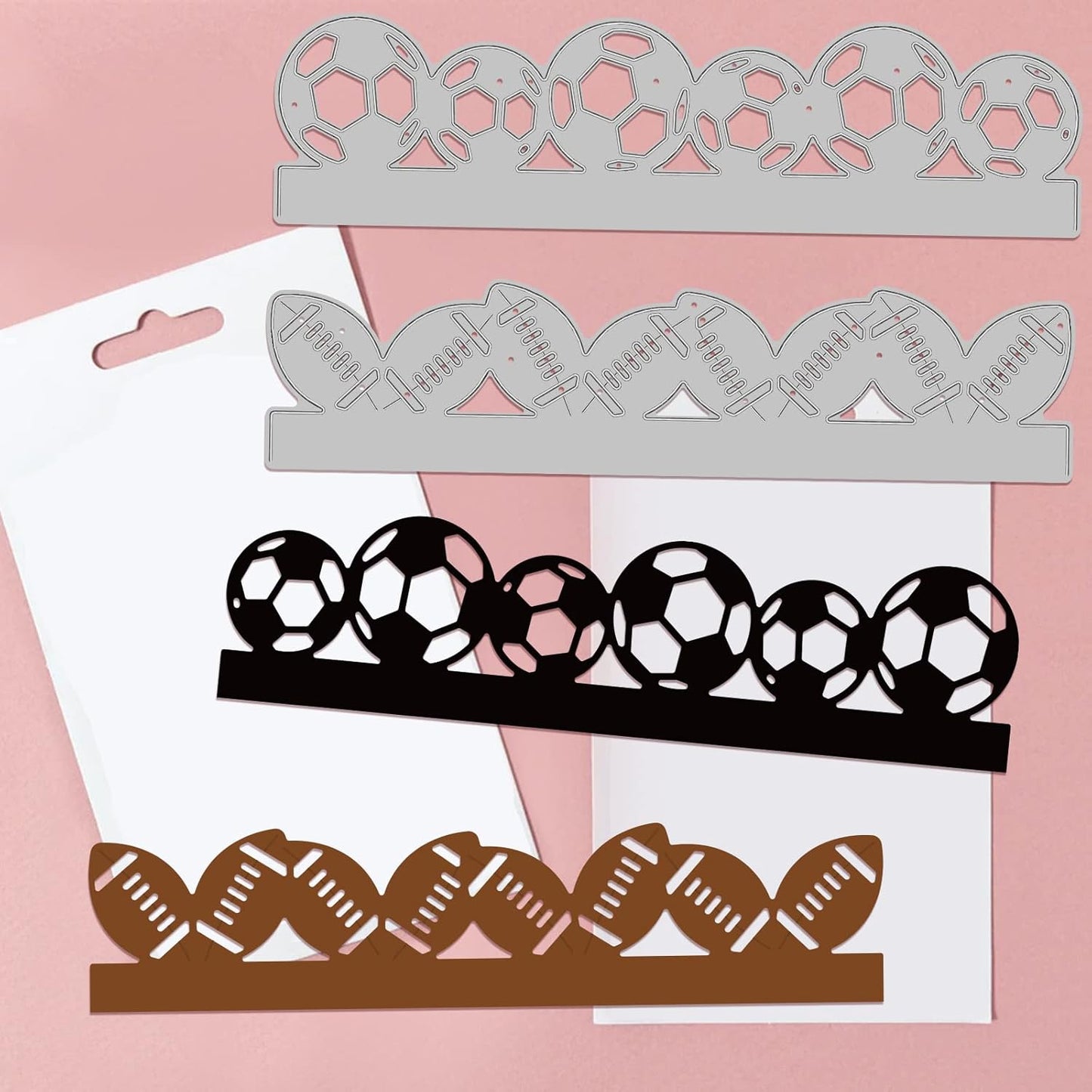 GLOBLELAND Sport Ball Border Cutting Dies for Card Making Basketball Football Cut Die for DIY Scrapbooking Journal Embossing Paper Craft Decor
