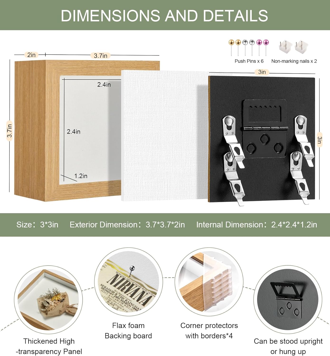 3x3 Mini Shadow Box Display Case Picture Frame with Soft Linen Back,Small Deep Black Shadow Box 3x3 for Flowers Medal Display Case Jersey pet Graduation Memorabilia Baby Ltems Crafts Photos