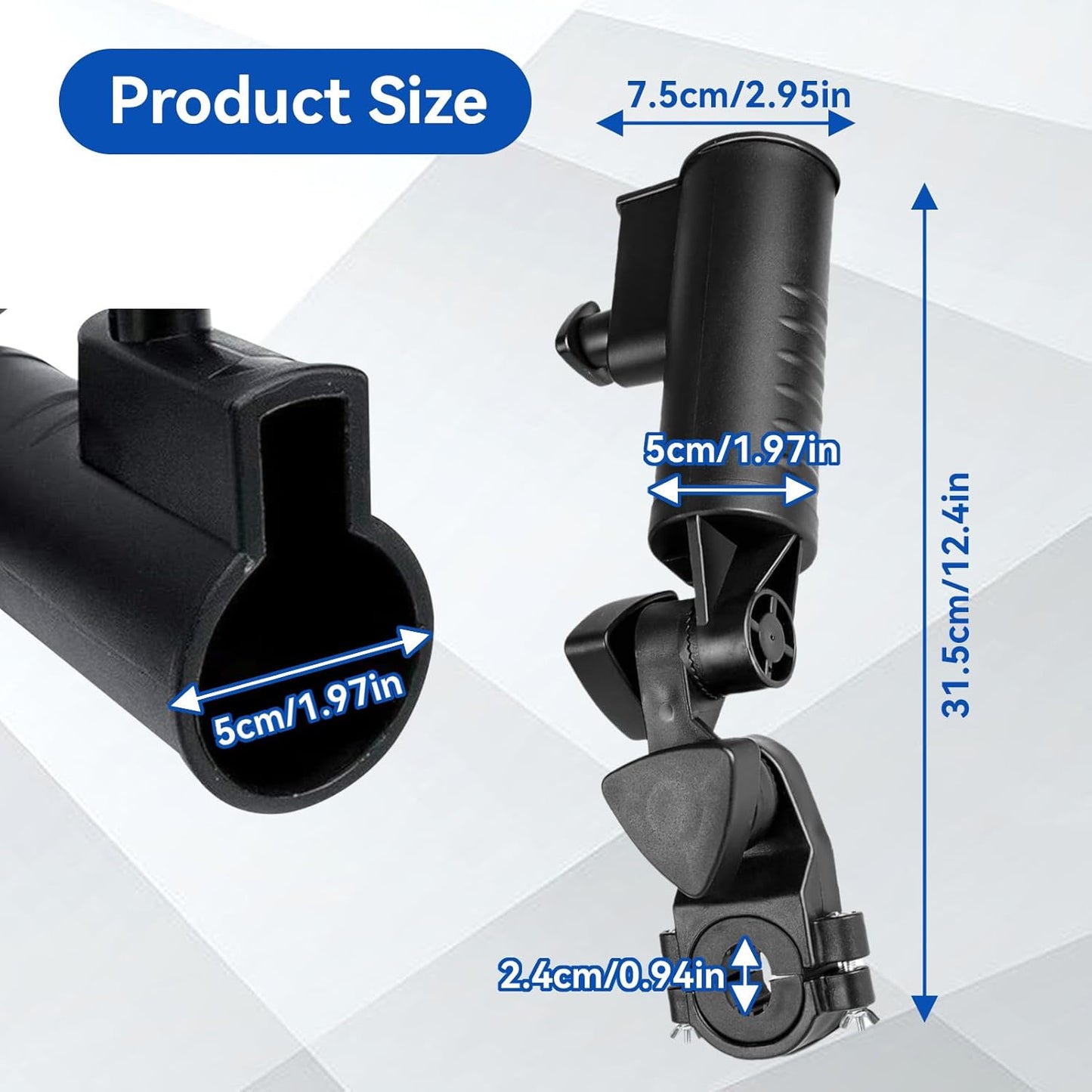 Golf Push Cart Umbrella Holder, 180 Degrees Adjustable Golf Trolley Umbrella Holder, Universal Heavy-duty Windproof Umbrella Holder Stroller Bicycle Bike Wheelchair Mobility Scooter Beach Chair