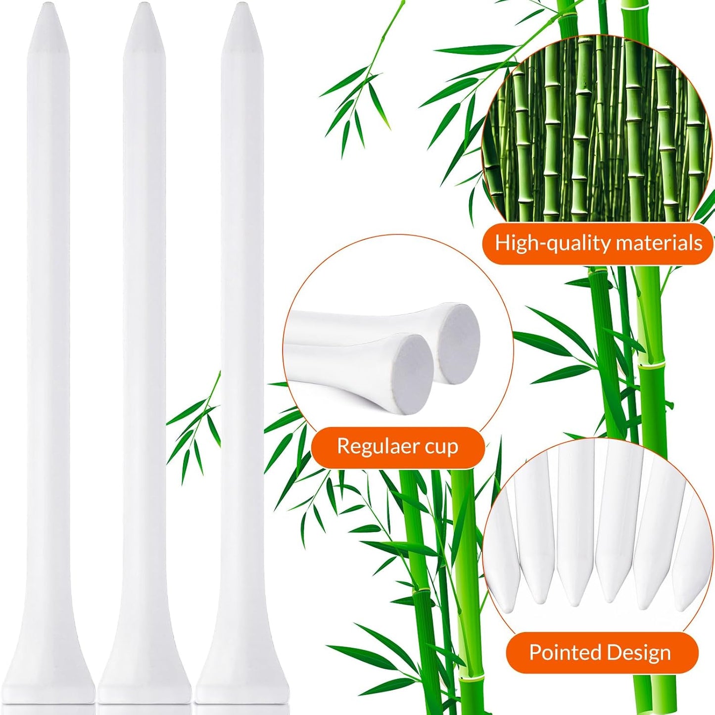 Mudder 2000 Pcs Bamboo Golf Tees Bulk Professional Golf Tees Reduce Friction Side Spin for Club Men Women Kids Accessories