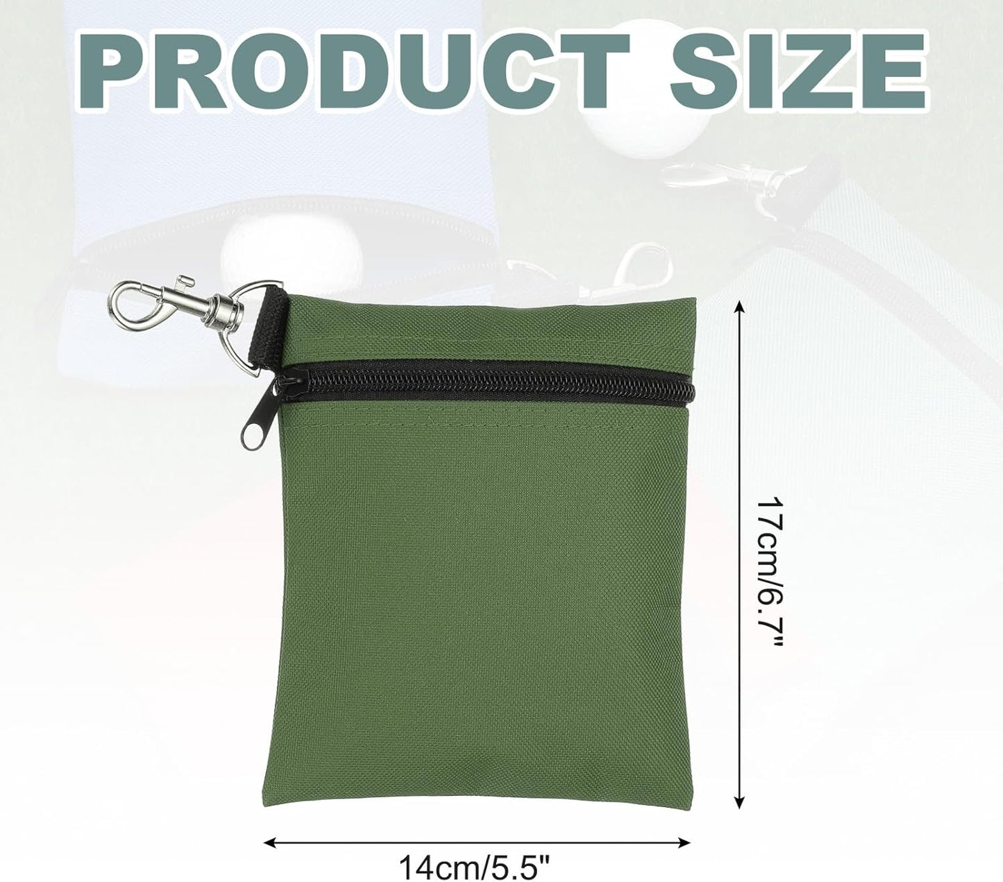 uxcell Golf Tee Pouch, Professional Zipper Golf Tee Bag Accessories Pocket Gear Clip Bag with Metal Lobster Claw Clip Organizer Storage Bags for Men and Women