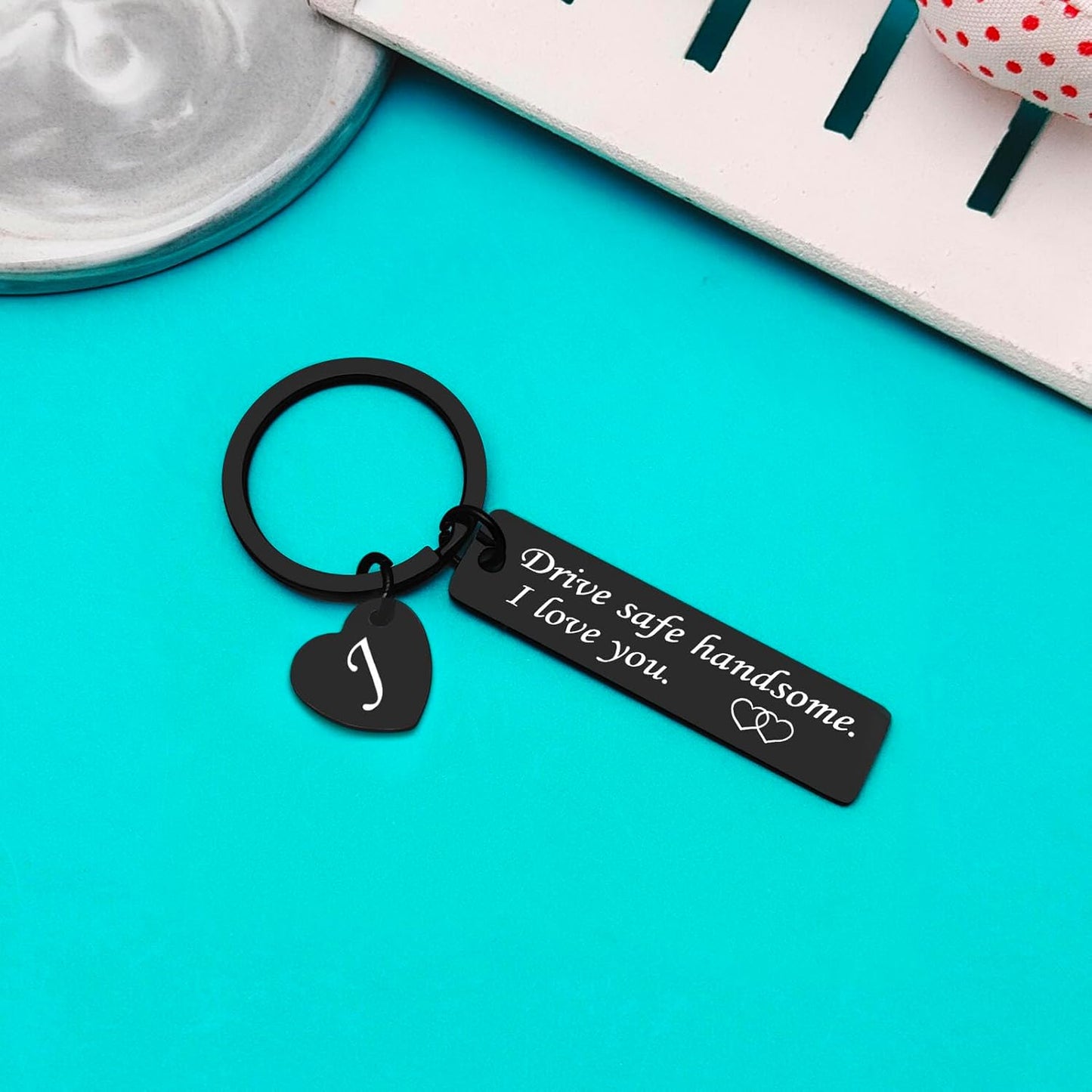 Xiahuyu Drive Safe Keychain for Him Boyfriend Husband 26 Letter Keychain Gift for Men Dad Son Brother Christmas Birthday