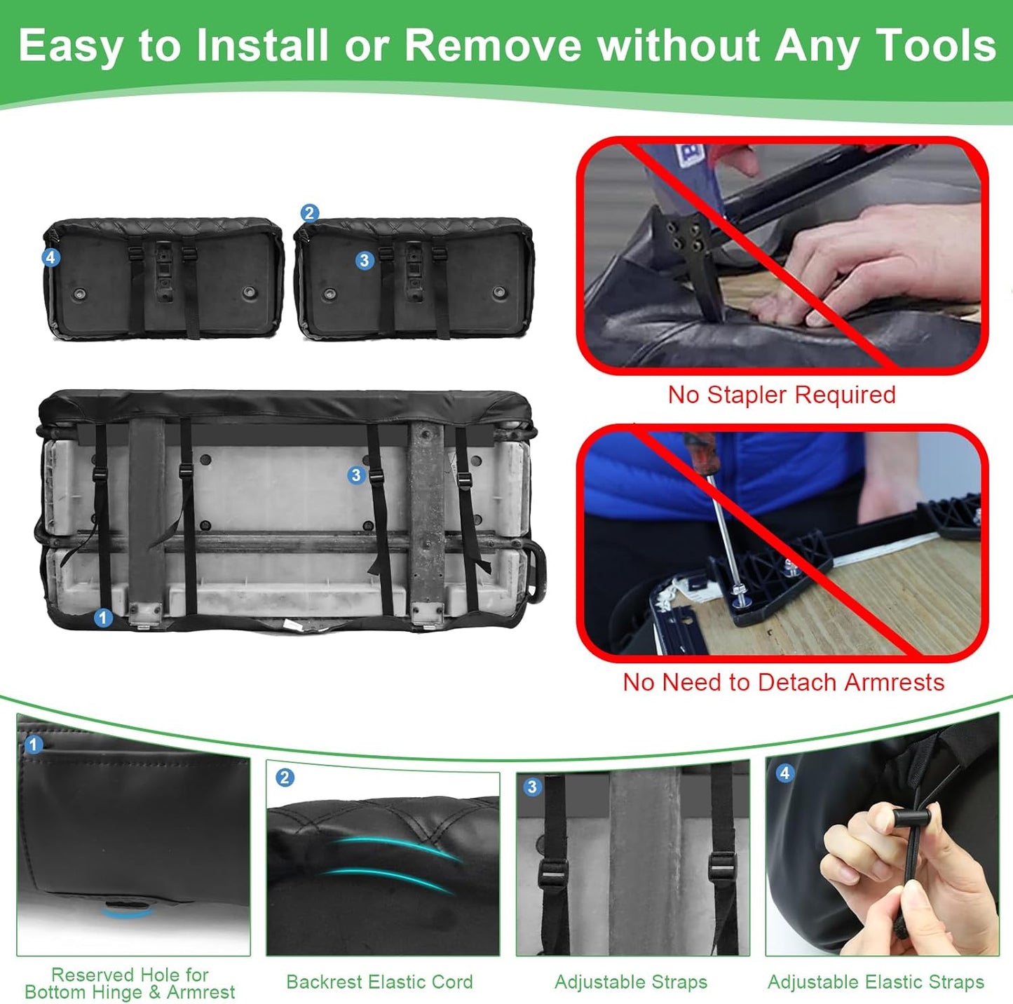 Yamaha G2 G8 G9 G11 G14 G16 G19 G20 G21 G22 Seat Cover, Golf Cart Front Seat Cover OEM Ordinary Seat Cushion, Thick Vinyl Leather Comfortable/Breathable, No Need Detaching Armrests