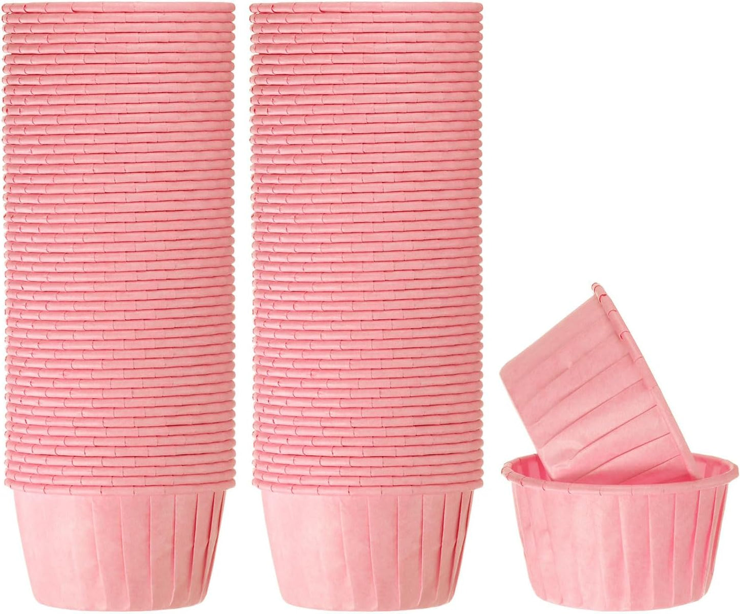 HARFINGTON 100Pcs Cupcake Baking Cups 3.5oz Standard Size Paper Cupcake Liners Greaseproof Wrappers Disposable for Wedding Birthdays Christmas Dessert, Pink