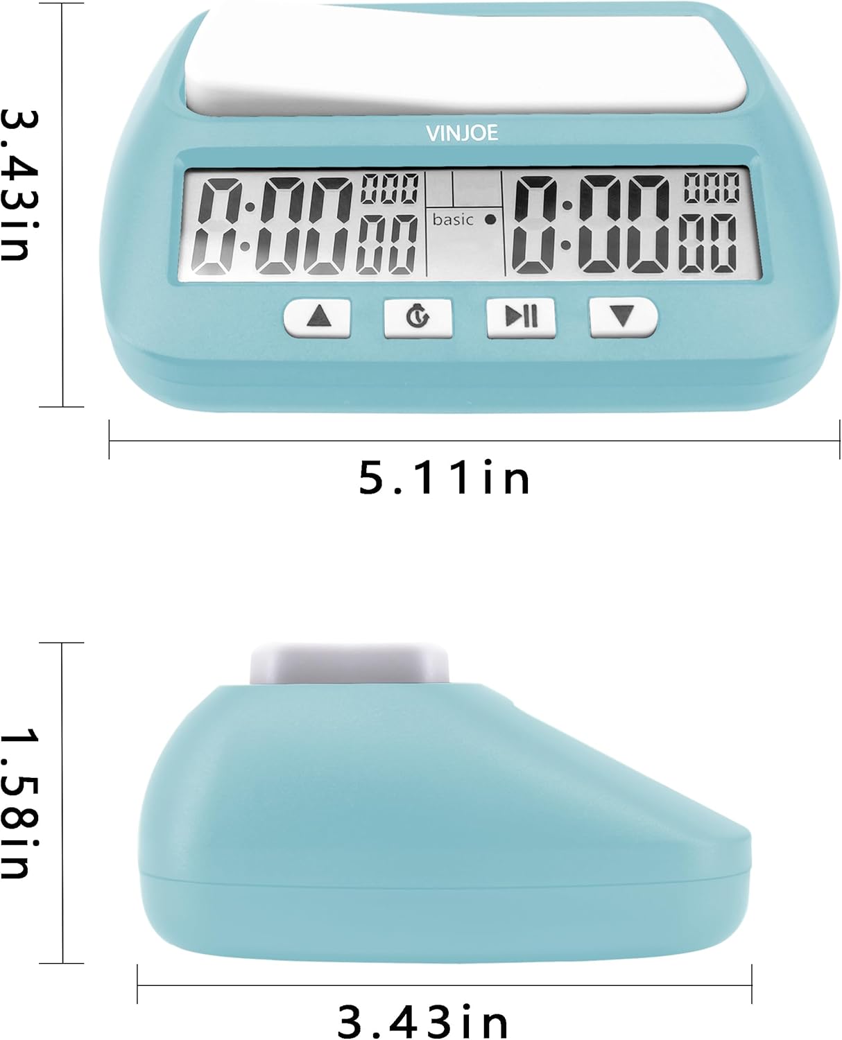 VINJOE Chess Clock Digital Chess Timer Professional for Board Games,Portable Digital Chess Clock & Game Timer with Basic,Bonus,Delay and Positive Time Features Best Gifts for Christmas (Blue)