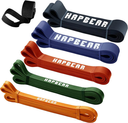HAPBEAR Pull Up Assistance Bands Set of 5 - Resistance Bands for Working Out, Stretching, Physical Therapy, Muscle Training