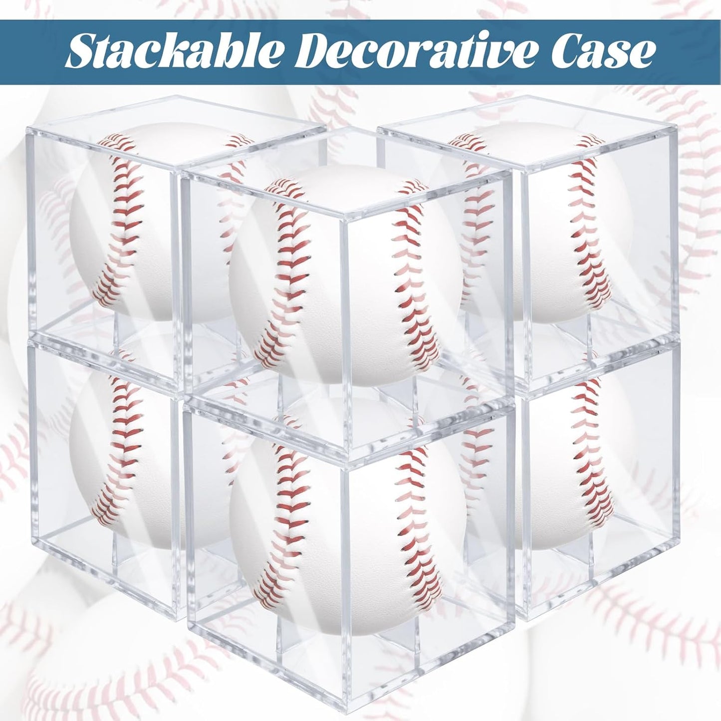 STARVAST 18 Pack Baseball Display Case, UV Protected Square Ball Holder, Clear Acrylic Display Case for Autographed Baseball and Golf Ball, Official Size Box