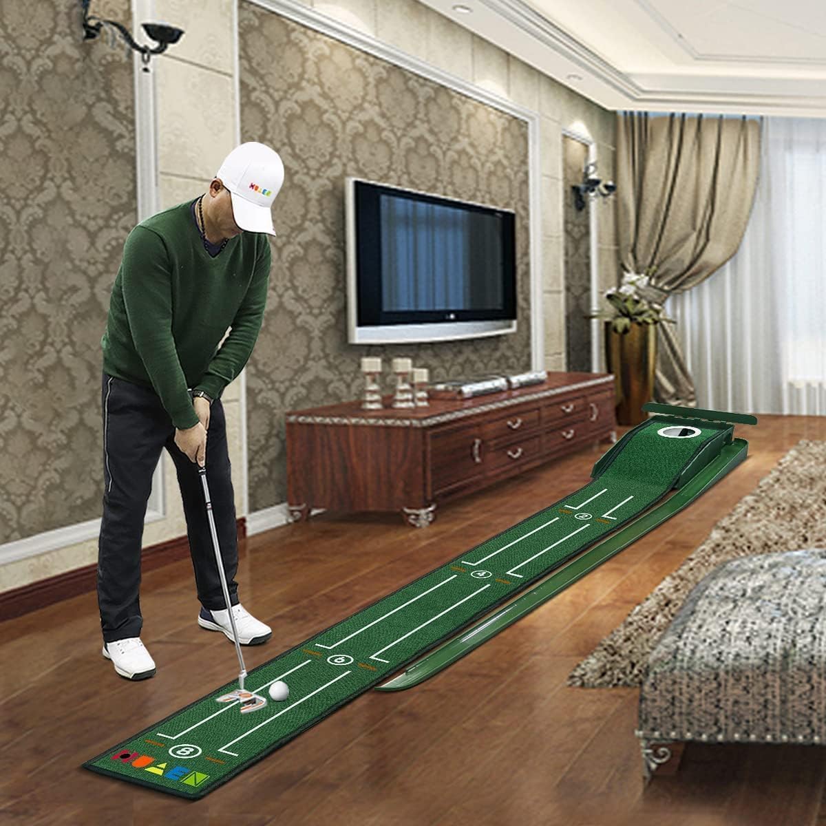 SWINGTEK Putting Green Mat Indoors, Practice with Auto Ball Return - Ideal for Home and Office, Great Gift