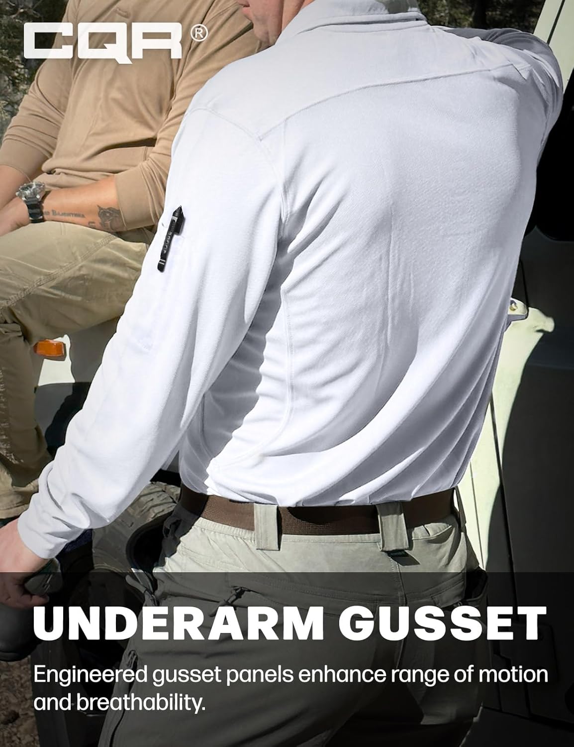 CQR Men's Polo Shirt, Long Sleeve Tactical Shirts, Outdoor UPF 50+ Pique Shirt, Dry Fit Lightweight Golf Shirts