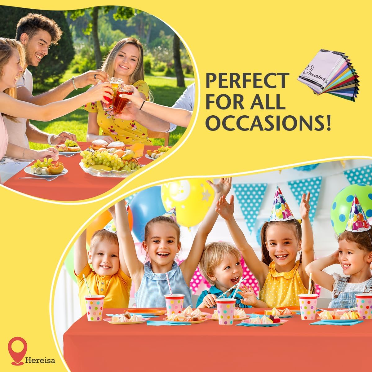 Plastic Coral Tablecloths 3 Pack Disposable Table Covers 54 x 108 Inches Pitch Onyx Coral Table Cloths for Parties Birthdays Weddings Anniversary BBQ Picnic, Fits 6 to 8 Foot Rectangle Tables