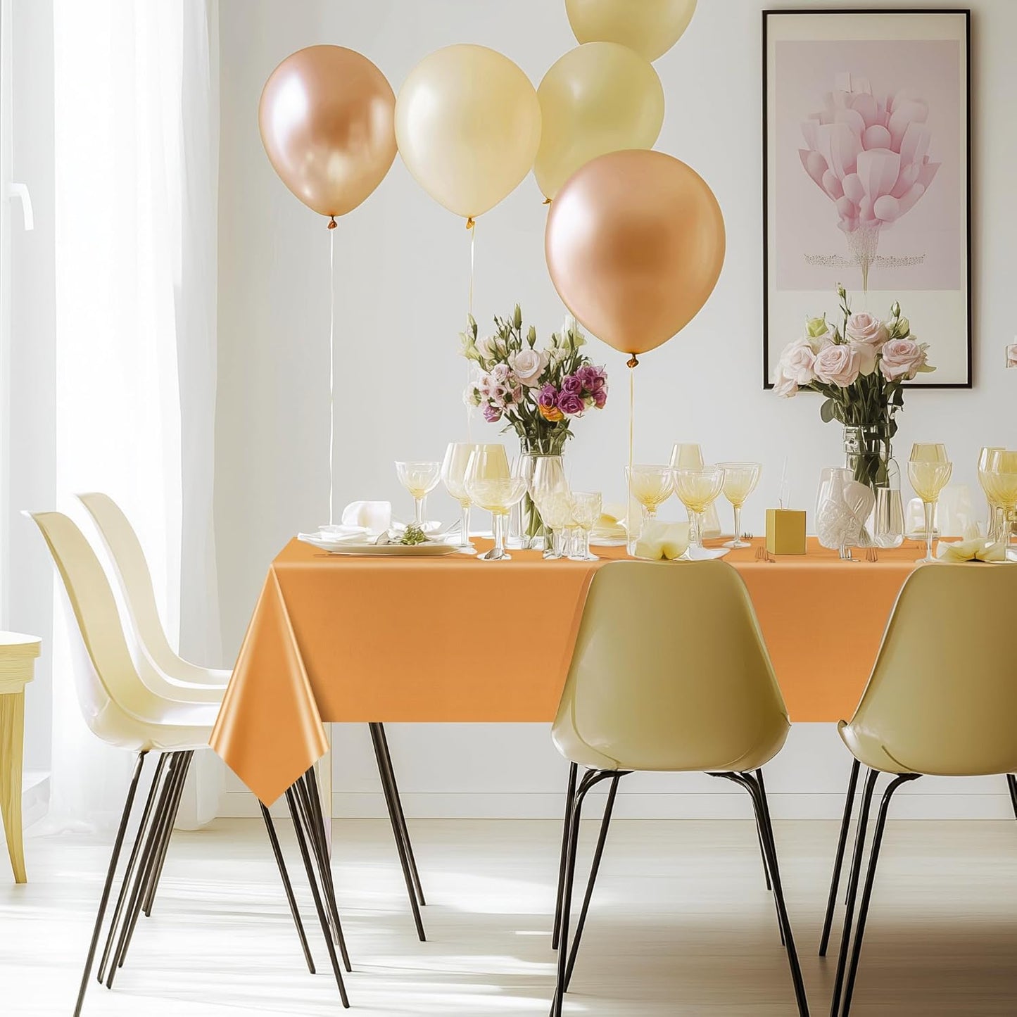 6 Pcs Blue & Orange & Green Series Rectangle Tablecloth, 54x72" Solid Color Waterproof & Spillproof Disposable Plastic Table Cover, Durable Party Tablecloth for Dining, Buffet, Picnic, Outdoor Event