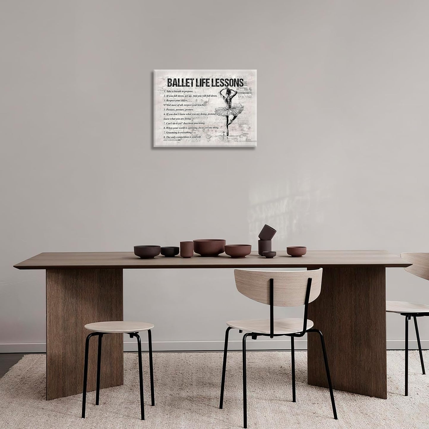 Ballet Dance Wall Art Ballet Life Lessons Wall Decor Ballet Sign Retro Poster Girls Woman Motivational Decorations Canvas Print Painting Artwork for Bedroom Bathroom Living Room Gym 16"x12"