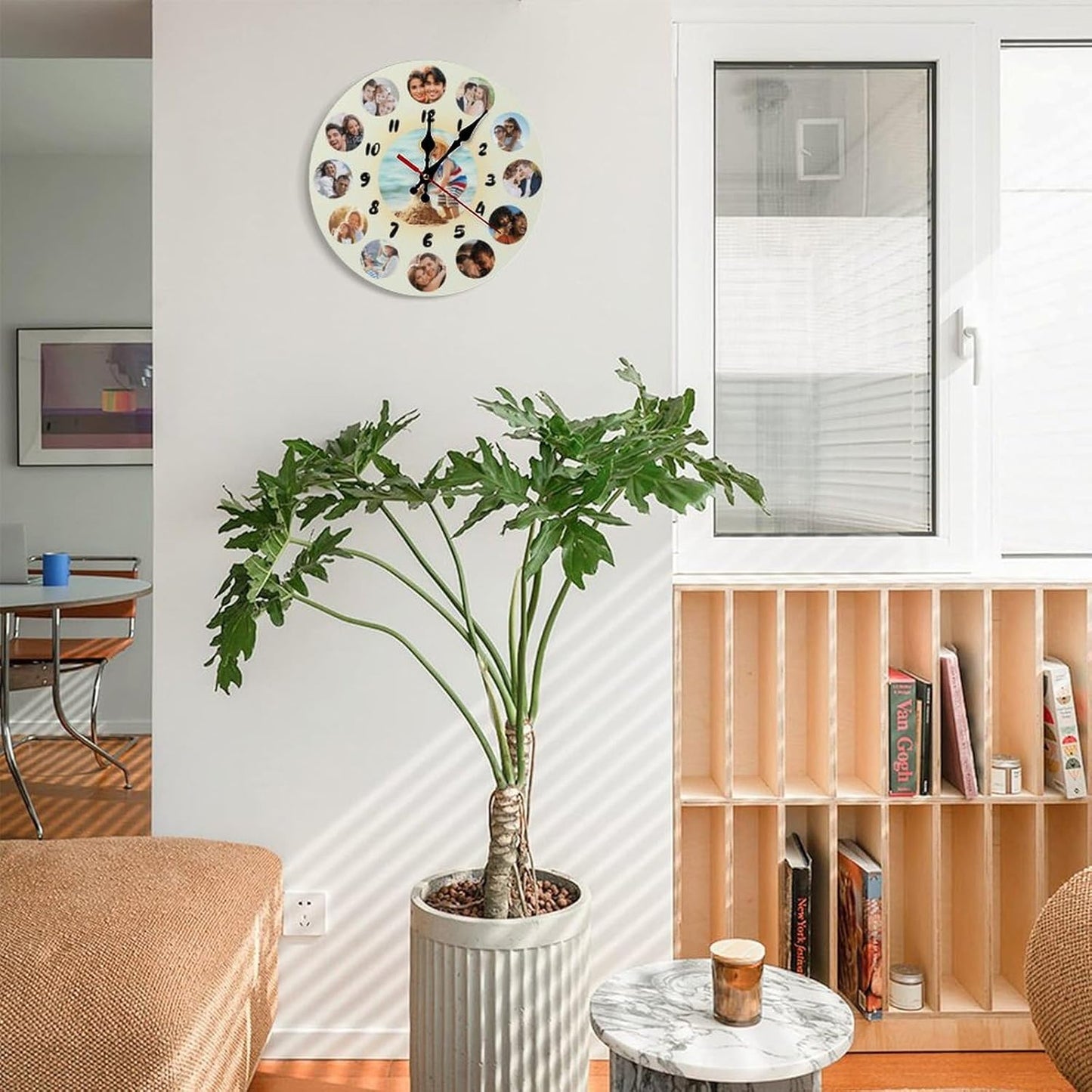 Custom Wall Clock,Personalized Wood Clock add Your Photo/Text,Customizable Silent Round Decoration for Kitchen Bathroom 10inch style8