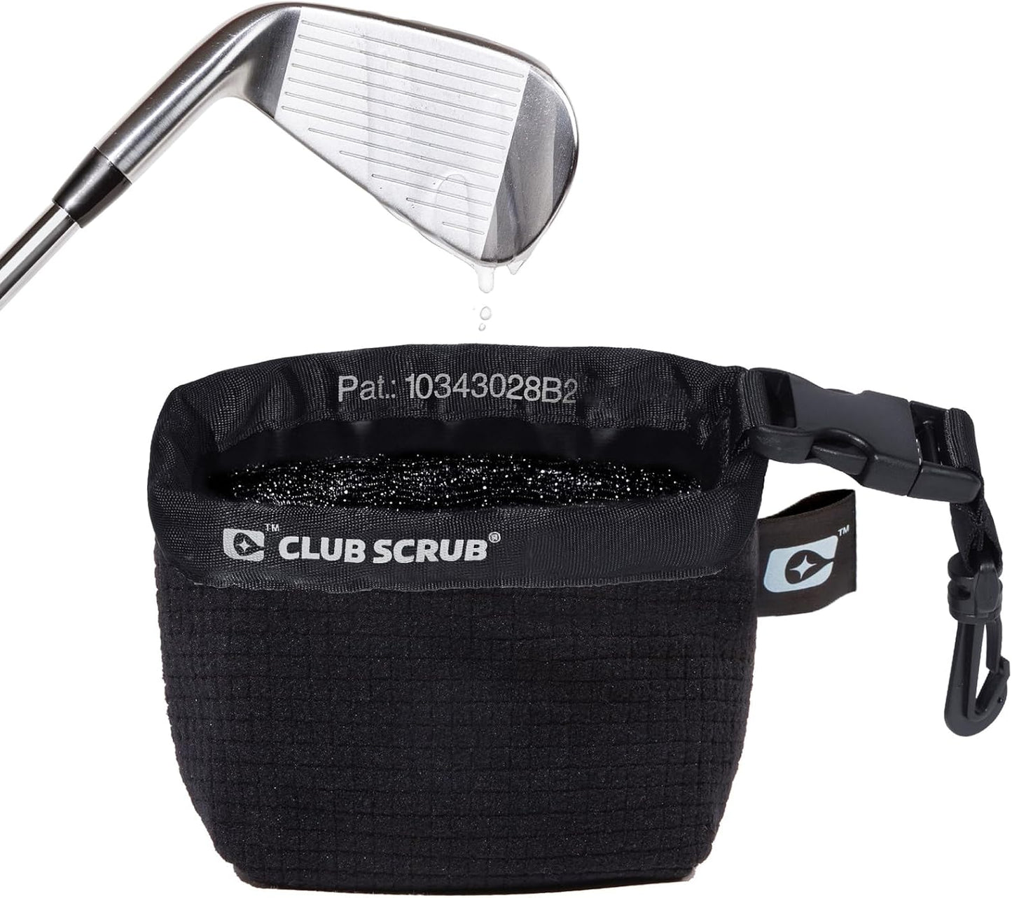 Club Scrub Golf Club and Golf Ball Cleaning Bag, Waterproof Clean Face Technology Liner, Detachable Clip, Machine Washable, Cleans Club Grooves, Dry Exterior (Neoprene or Microfiber Option Available)