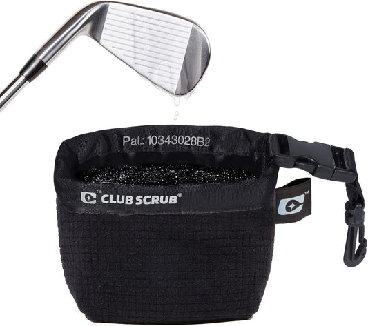 Club Scrub Golf Club and Golf Ball Cleaning Bag, Waterproof Clean Face Technology Liner, Detachable Clip, Machine Washable, Cleans Club Grooves, Dry Exterior (Neoprene or Microfiber Option Available)