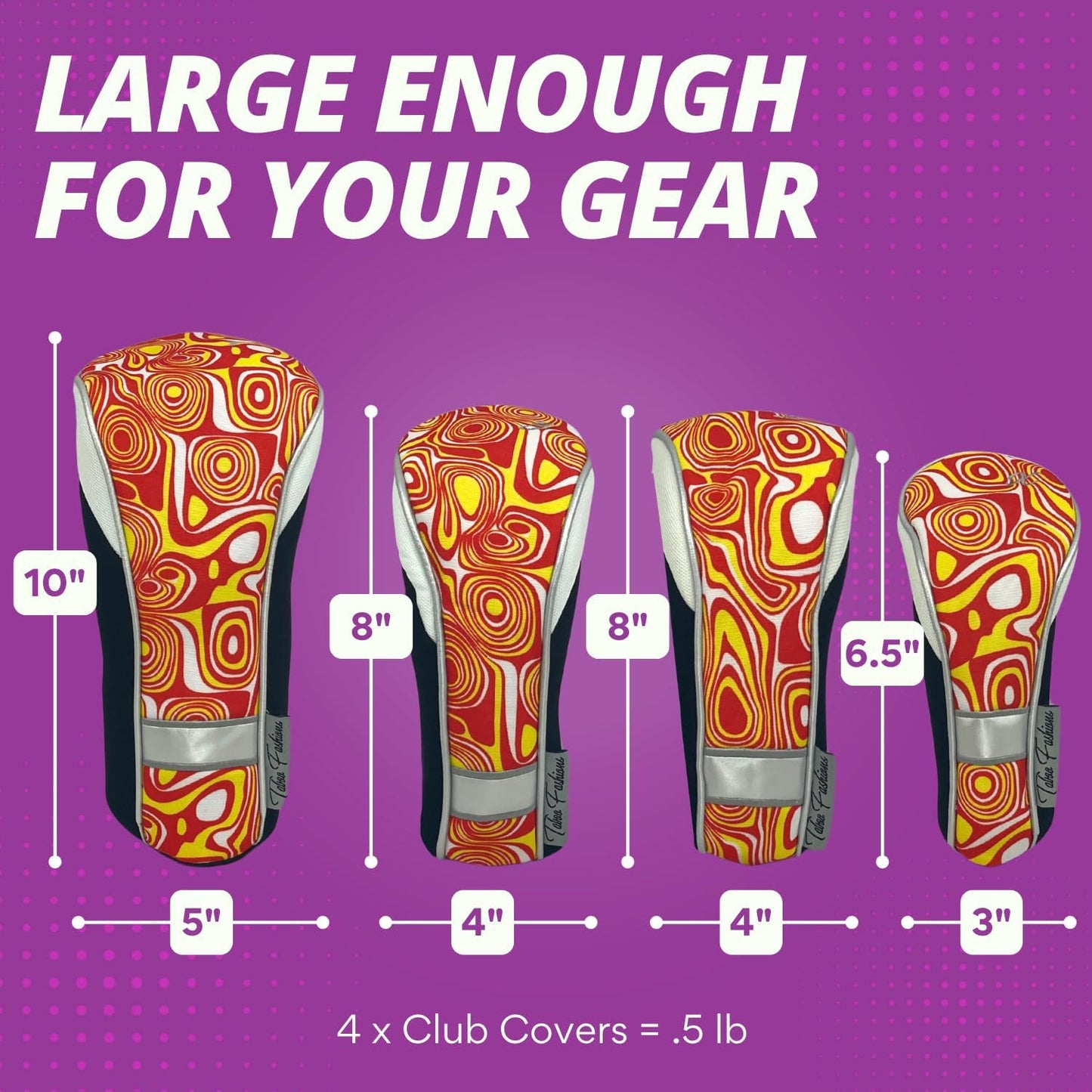 Taboo Fashions Monaco Golf Club Covers for Women - Numbered Golf Headcovers Set for Driver, Fairway and Hybrid Clubs - Weather Resistant, Pack of 4