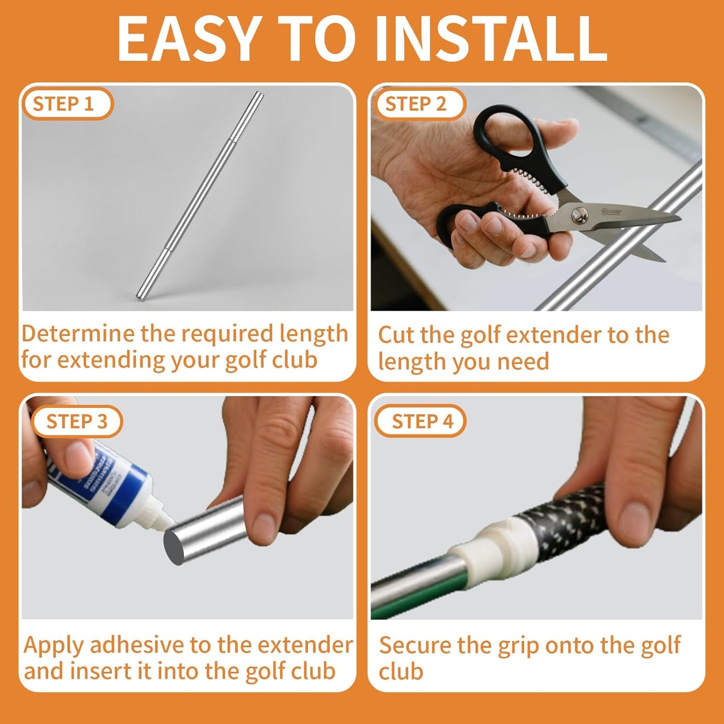 5 Pcs Golf Club Extensions Steel Shaft 0.60" Golf Shaft Extension Golf Club Shaft Extensions Putter Extension kit for Iron and Wood Golf Clubs Length Adjustment