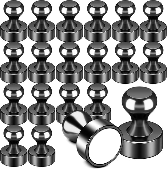 FINDMAG Fridge Magnets, Strong Neodymium Refrigerator Magnets, Powerful Small Locker Magnet, Decorative Mini Magnet Adults, Black Magnetic Push Pins for Whiteboard, Office, Classroom, Kitchen, 20Pack