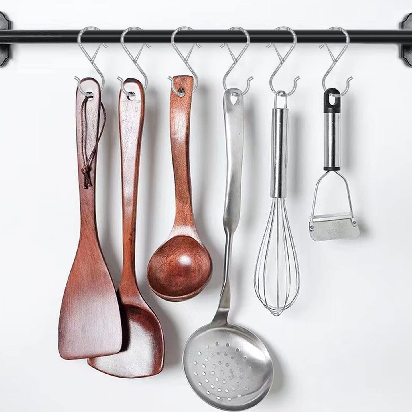 16 Pack S Shaped Hooks - 3.5 inch Heavy Duty Hooks with Safety Buckle for Hanging Plants, Clothes, Kitchen Utensils, Bags (Silver)