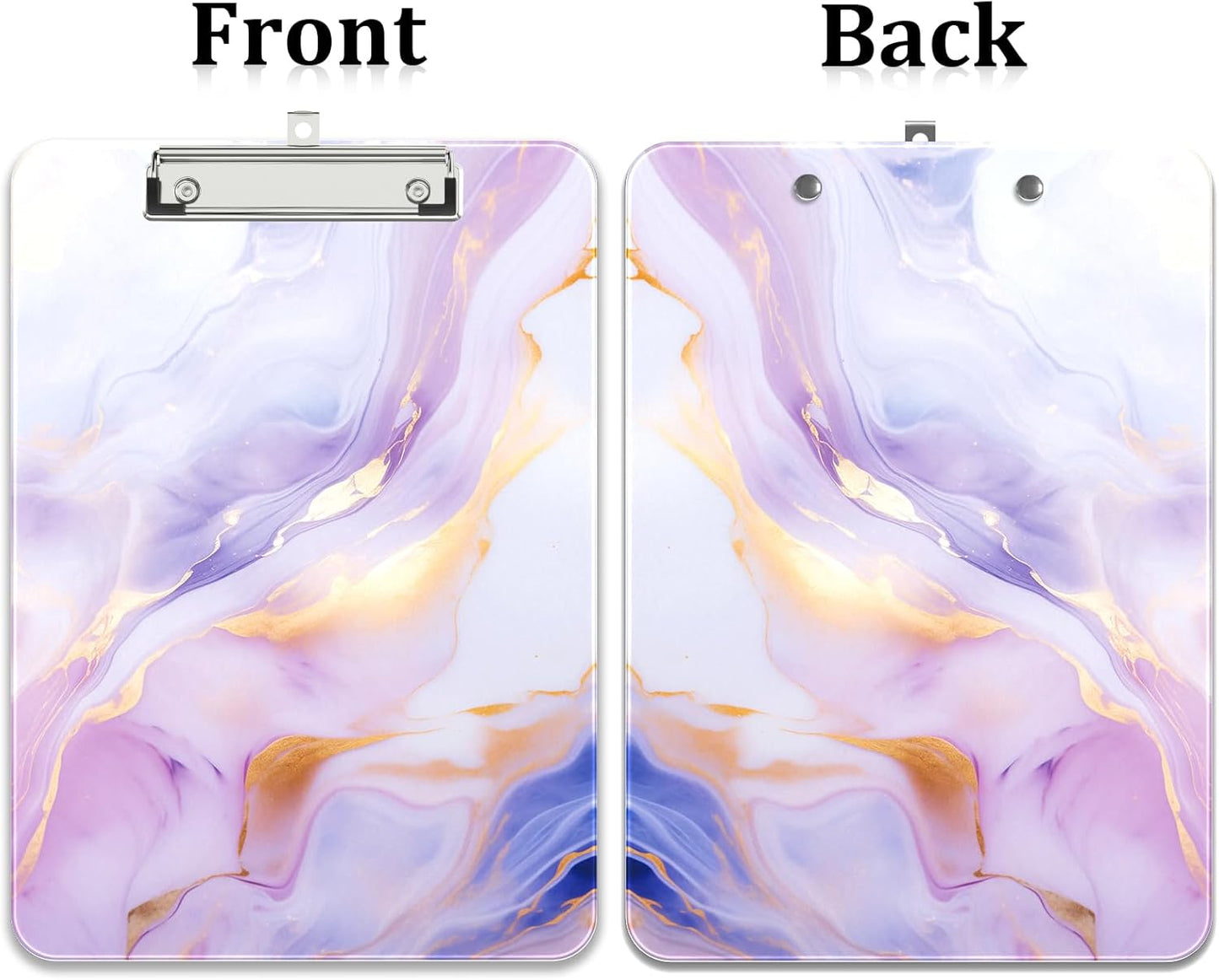 Rimilak Plastic Clipboards with Metal Clip, A4 Letter Size 9 x 12.5 in, Office Decorative for Students Women Men and Kids, Cute Custom Pattern, Colorful Marble