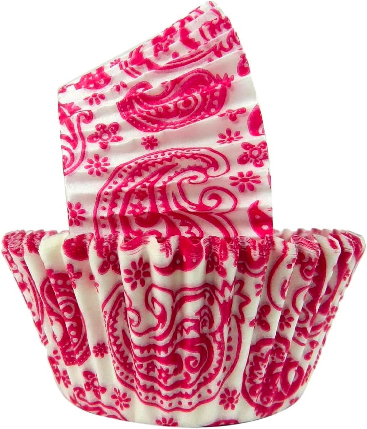 Regency Wraps Greaseproof Professional Grade Baking Cups, Pack of 40, Standard Liners, Hot Pink Paisley, for Cupcakes, Muffins, Candy, Non Stick
