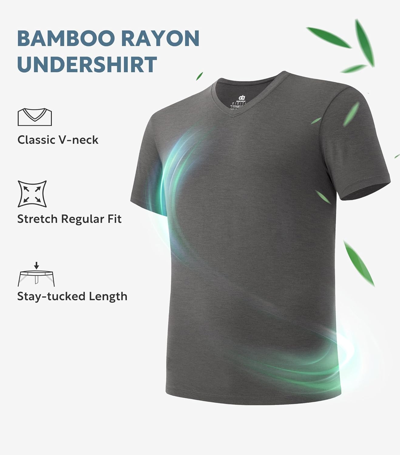 DAVID ARCHY Men's Undershirt Bamboo Rayon Moisture-Wicking Crewneck T-Shirts Stretch Tees for Men, 3 or 5 Pack