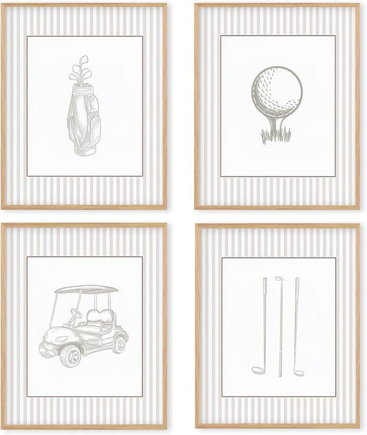 Boat Wades Vintage Golf Nursery Unframed Wall Art Prints,Golf Gifts Decor Posters & Prints For Boys Room Decor,Gofts Baby Boy Nursery Posters Pictures 8x10 Set Of 4