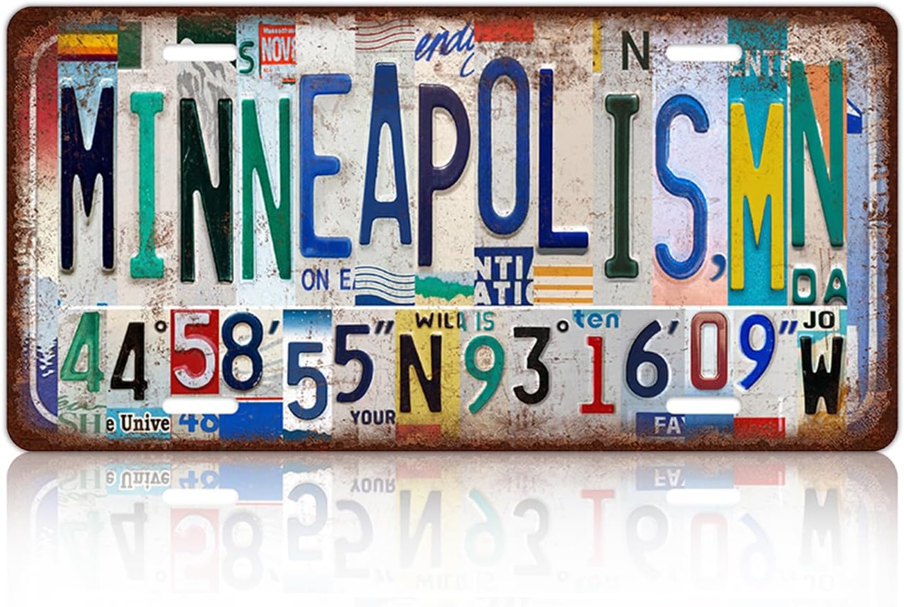 Vintage City Wall Decor Minneapolis,Mn License Plate Metal Sign Tin Signs Poster