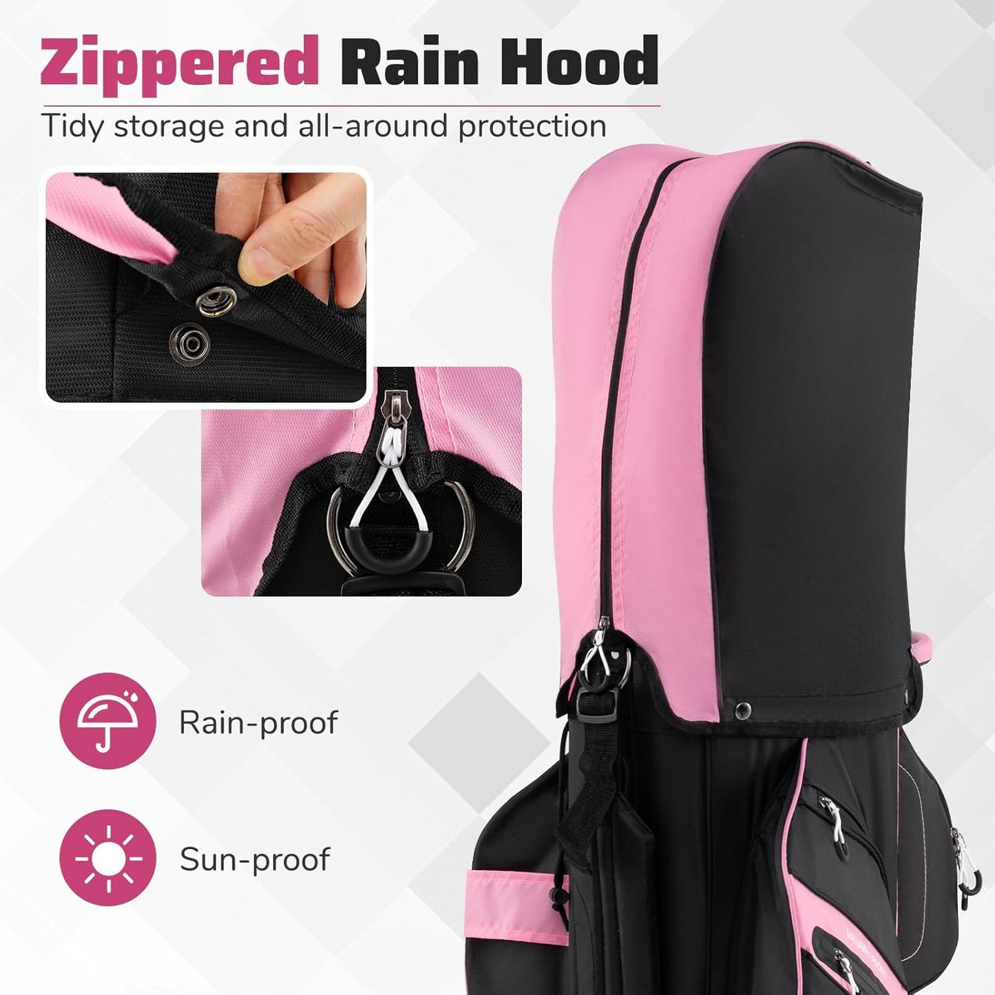 Goplus Lightweight Golf Cart Bag, Molded Lock Top Golf Club Bag w/14-Way Full Length Organizer Dividers, 11 Pockets, Cooler Bag, Straps, Umbrella Holder & Rain Hood for Men Women