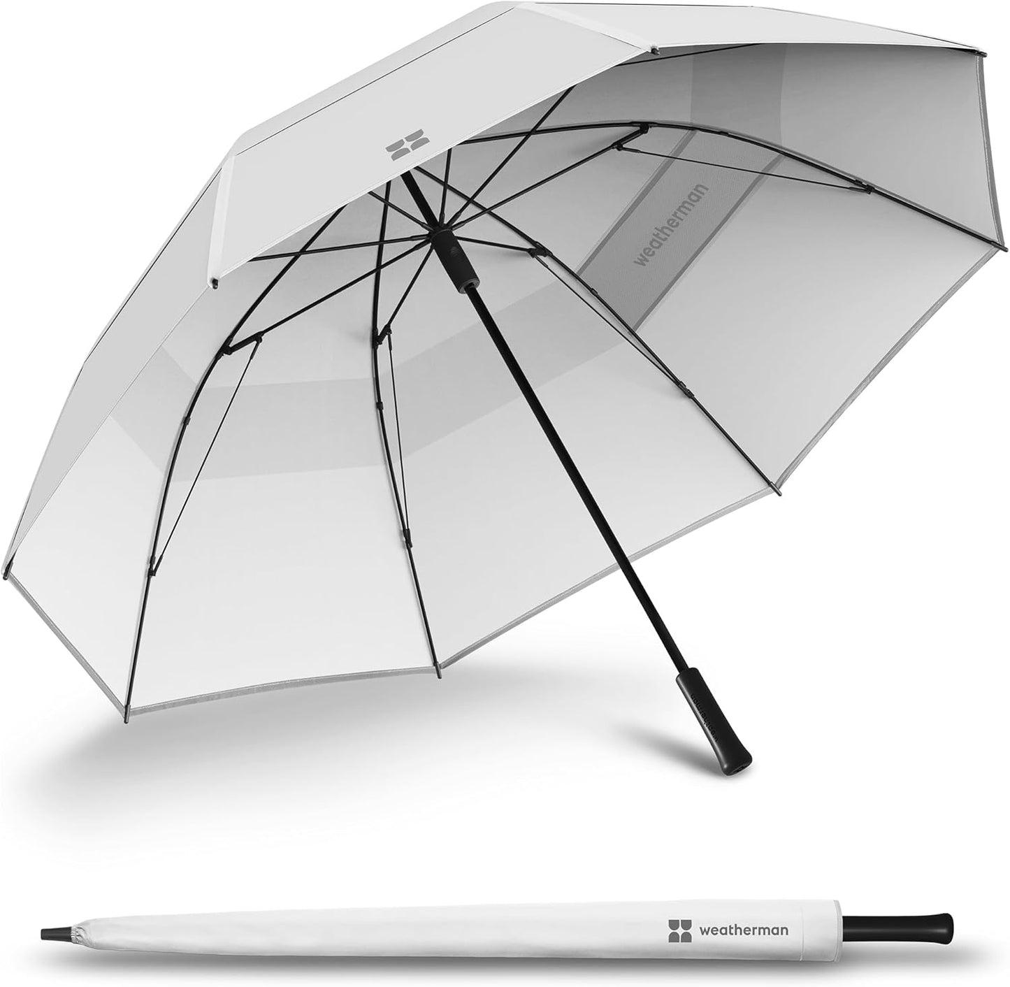 Weatherman Umbrella - Golf Umbrella - Windproof Sports Umbrella Resists Up to 55 MPH Winds - Available in 2 Sizes and 5 Colors