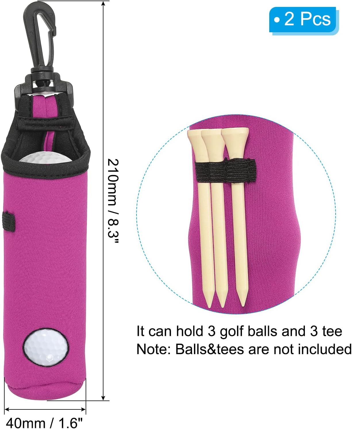 PATIKIL Golf Ball Carry Bag Golf Tee Holder Pouch Portable Neoprene Golf Ball Holder with Clip for Men and Women