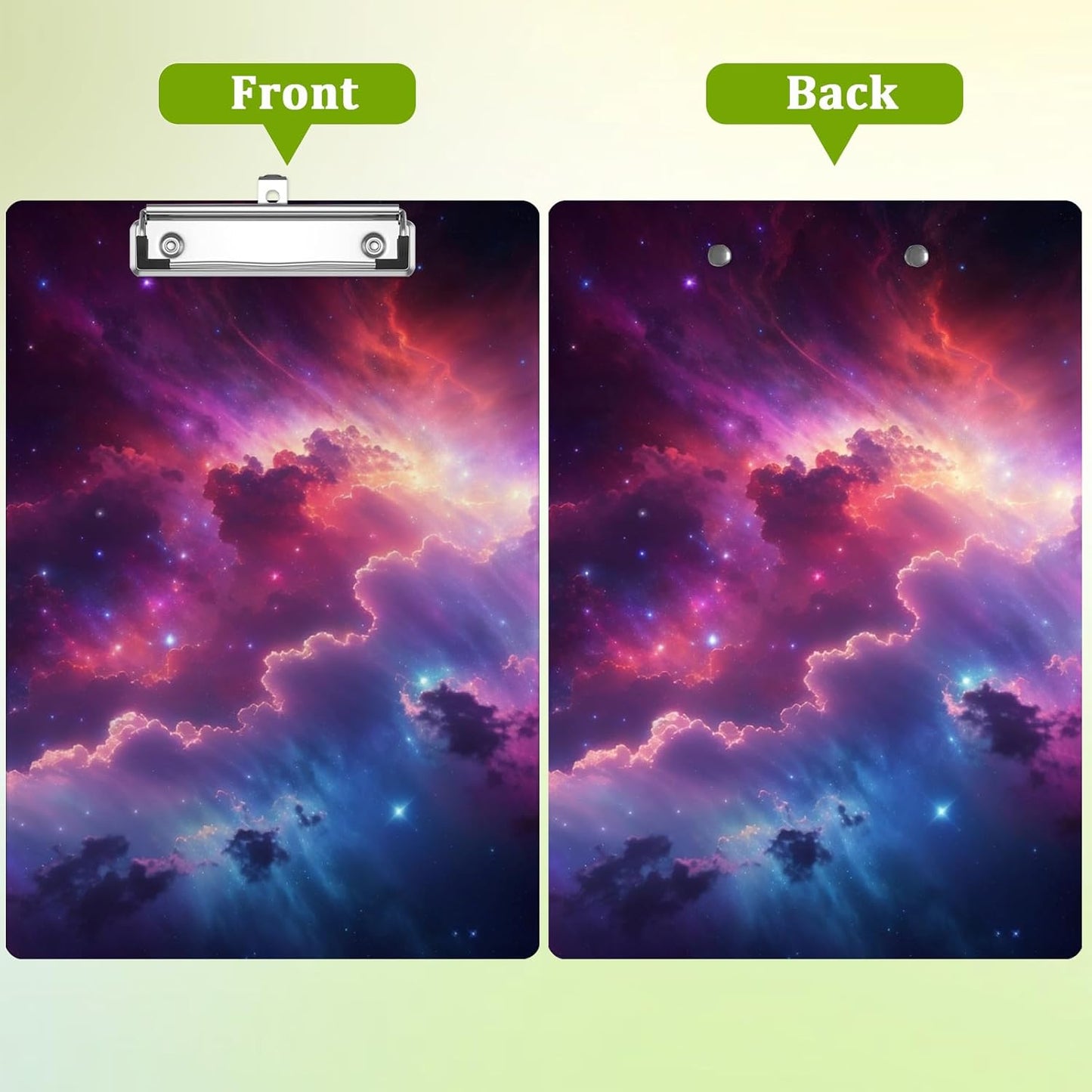 Galaxy Space Clipboard,Decorative Acrylic Clipboard with Low Profile Metal Clip for Office,School,Teachers,Students Standard Letter Size 9x12.5