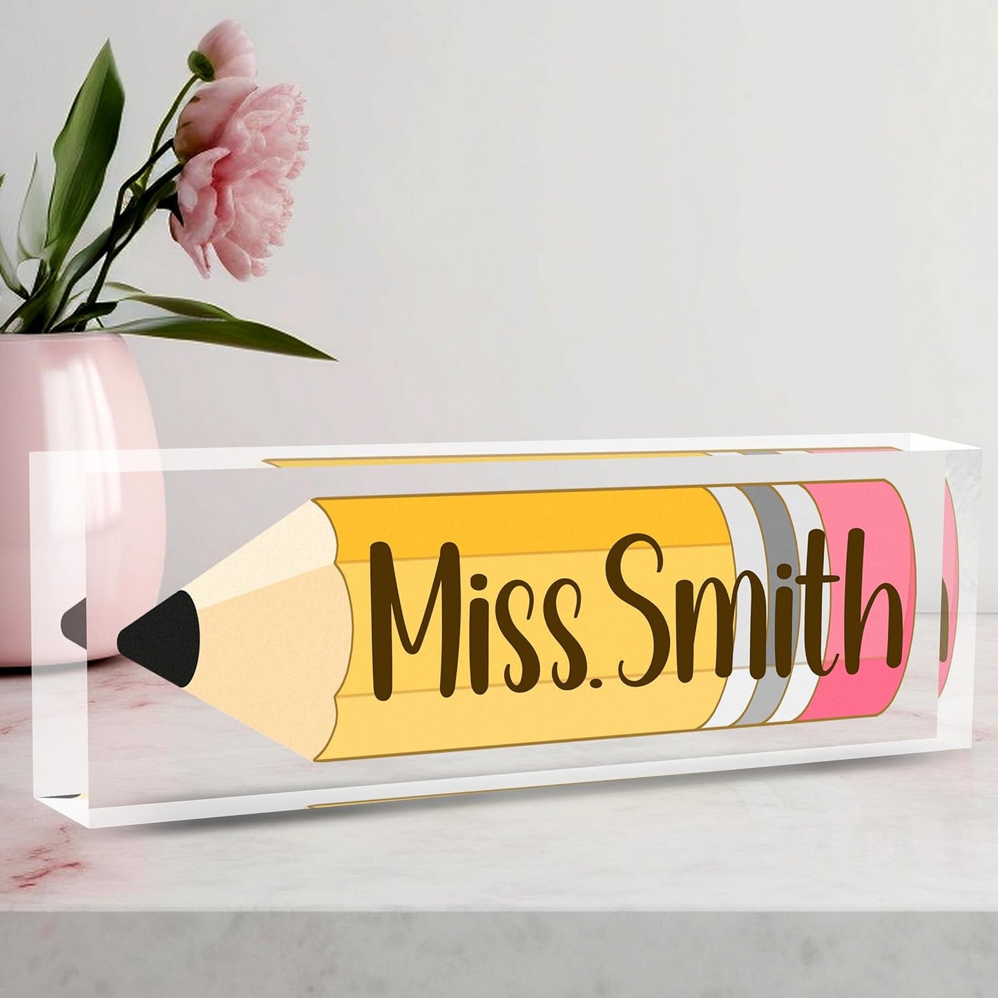 Teacher Name Plate for Desk, Acrylic Desk Name Plate Personalized Office Desk Decor, Teacher Appreciation Gifts Beast Teacher Gifts