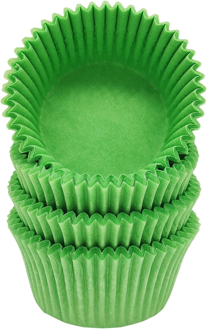 Premium Green Greaseproof Cupcake Liners Muffin Paper Baking Cups Standard Size, 100-Count