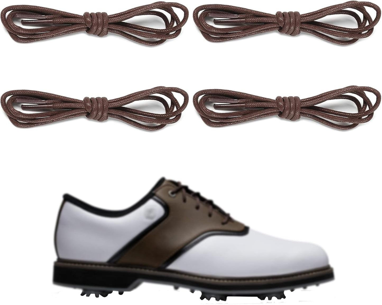 2 Pairs Waxed Golf Shoelaces for FootJoy Shoes, 3/32"(2.5mm) Oxford Thin Dress Shoe Laces Replacement Strings