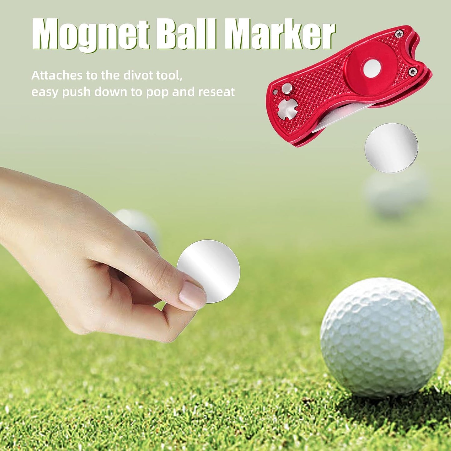 Mile High Life Golf Divot Repair Tool, All Metal Foldable Divot Tool with Pop-up Button & Magnetic Ball Marker, 2-6 Pack