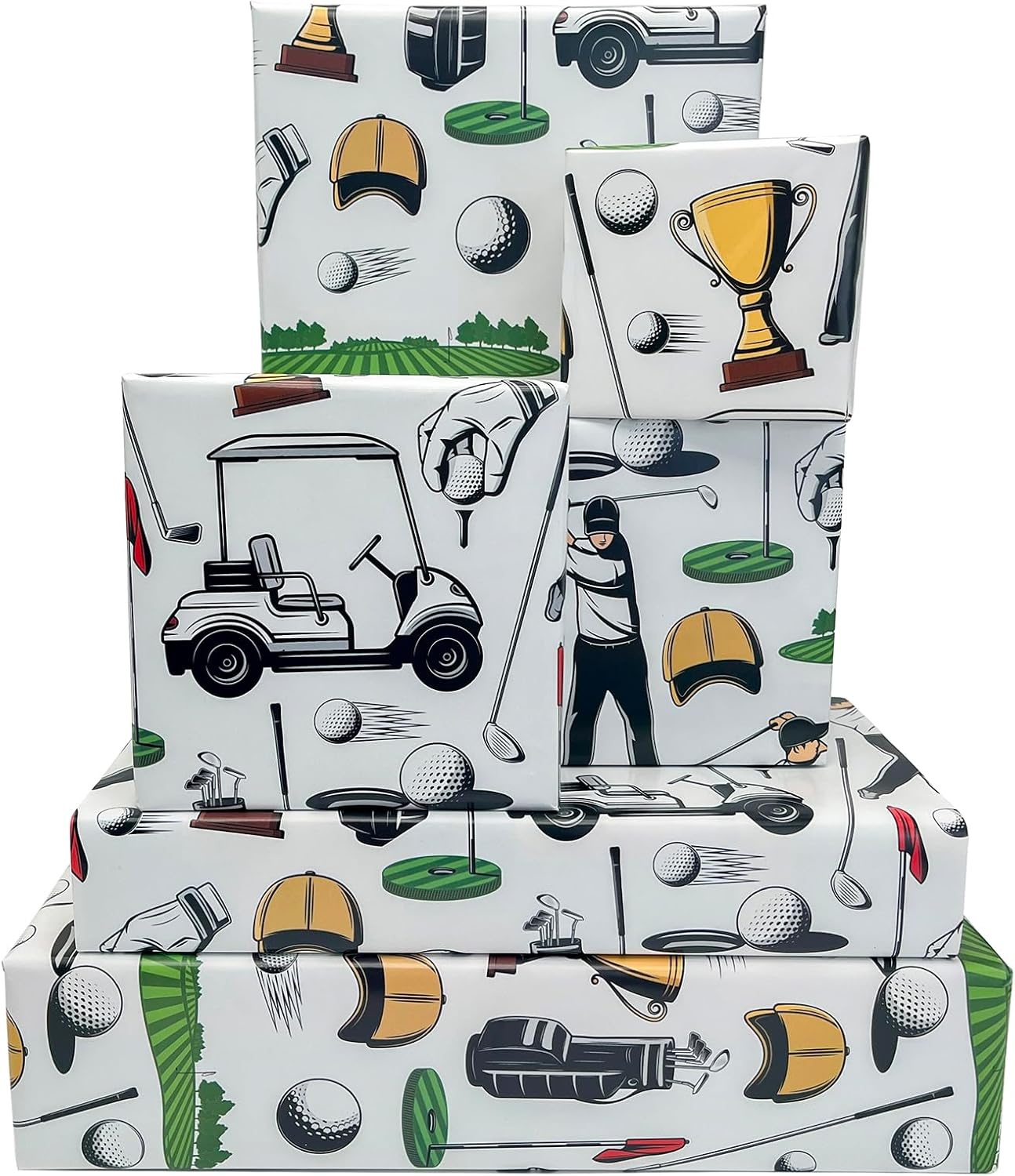 Dtiafu Golf Wrapping Paper - Birthday Wrapping Paper For Men Boys - Gift Wrap For Birthday Baby Shower Holiday - 20 X 28Inch Per Sheets (6 Sheet)