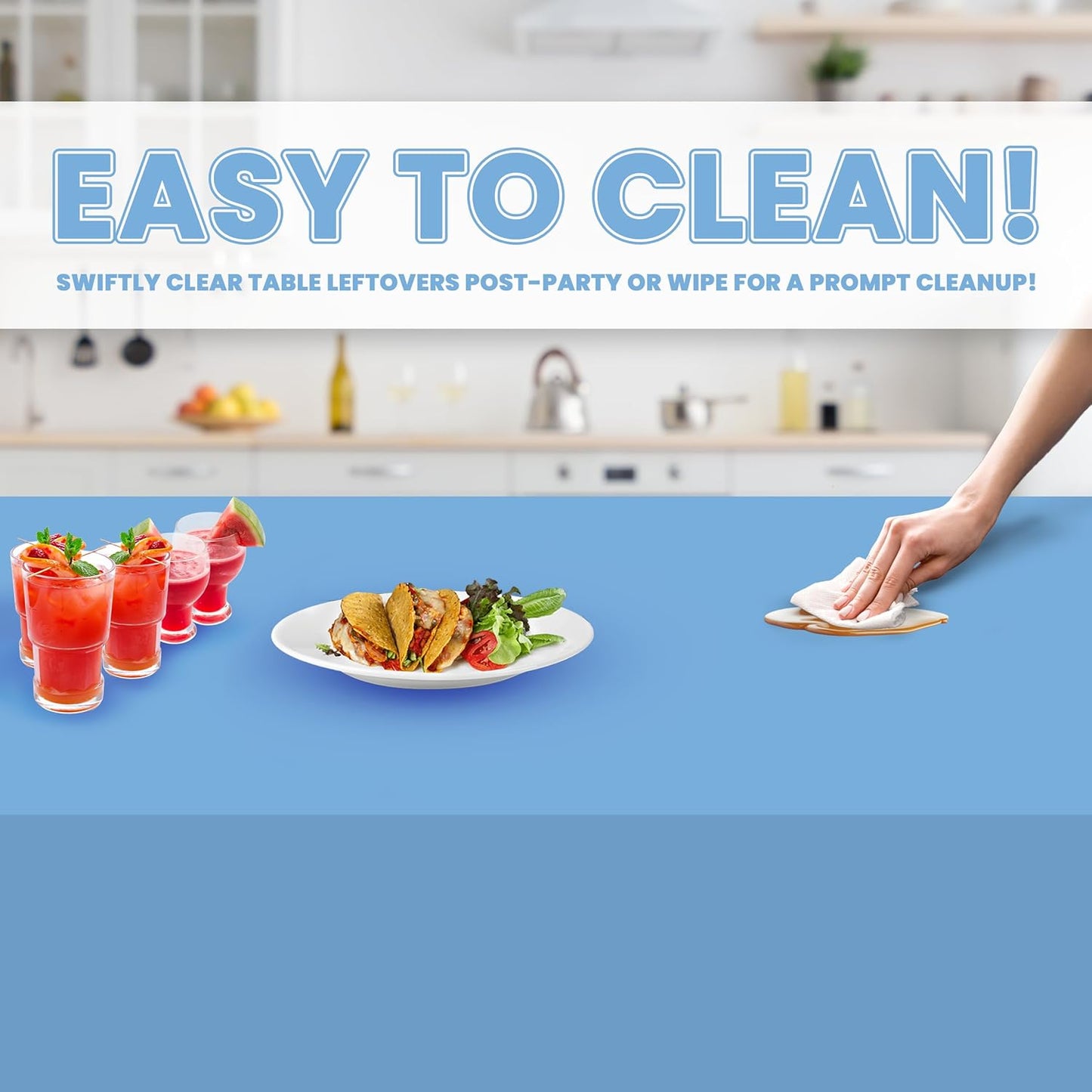 Grandipity 12 Pack Premium Disposable Plastic Tablecloth 54 Inch. x 108 Inch. Decorative Rectangle Table Cover - Sky Blue