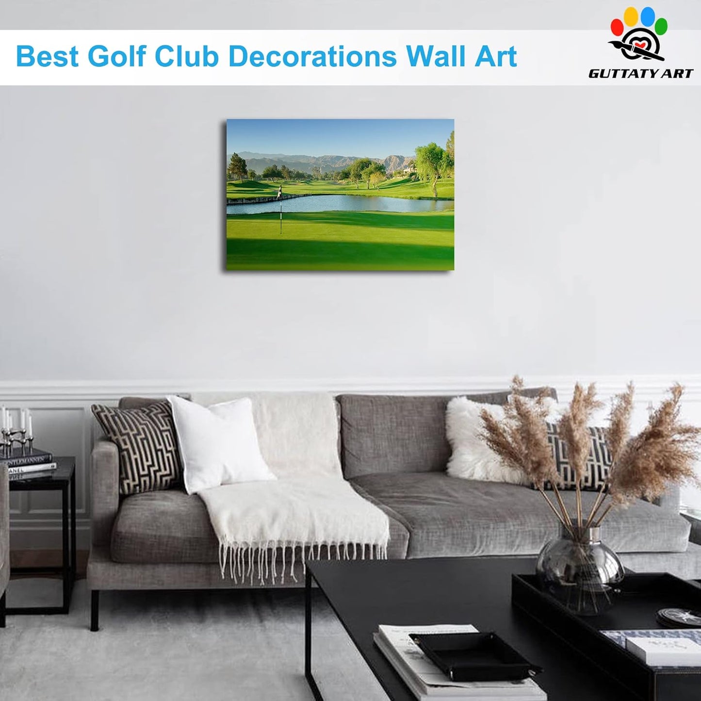Golf Wall Art, Palm Springs Golf Course Canvas Picture for Living Room Wall Decor, Golf Sports Poster Prints for Gym Home Decoration, Framed Artwork for Office Bathroom Ready to Hang 12x18 Inches