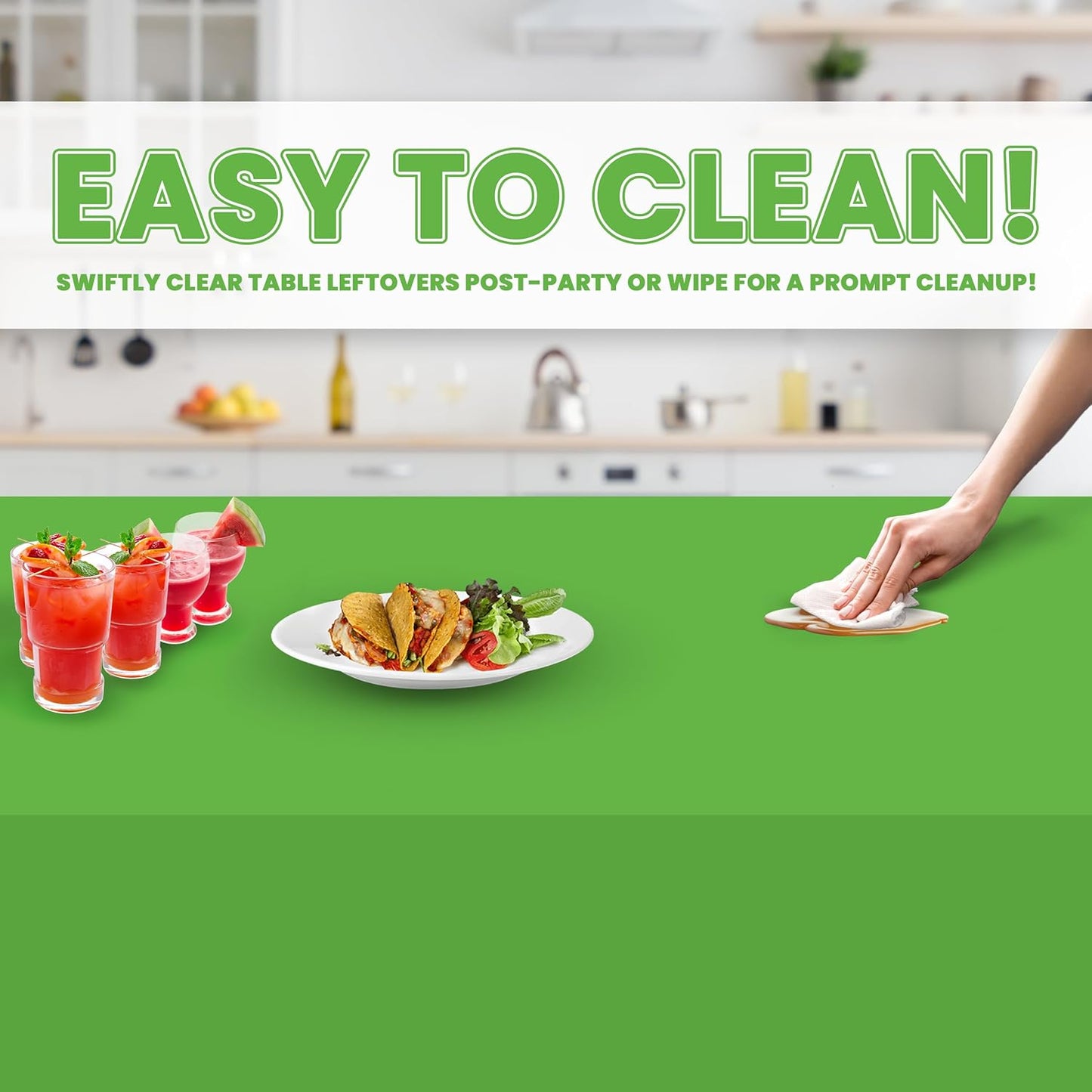 Grandipity 12 Pack Premium Disposable Plastic Tablecloth 54 Inch. x 108 Inch. Decorative Rectangle Table Cover - Lime Green